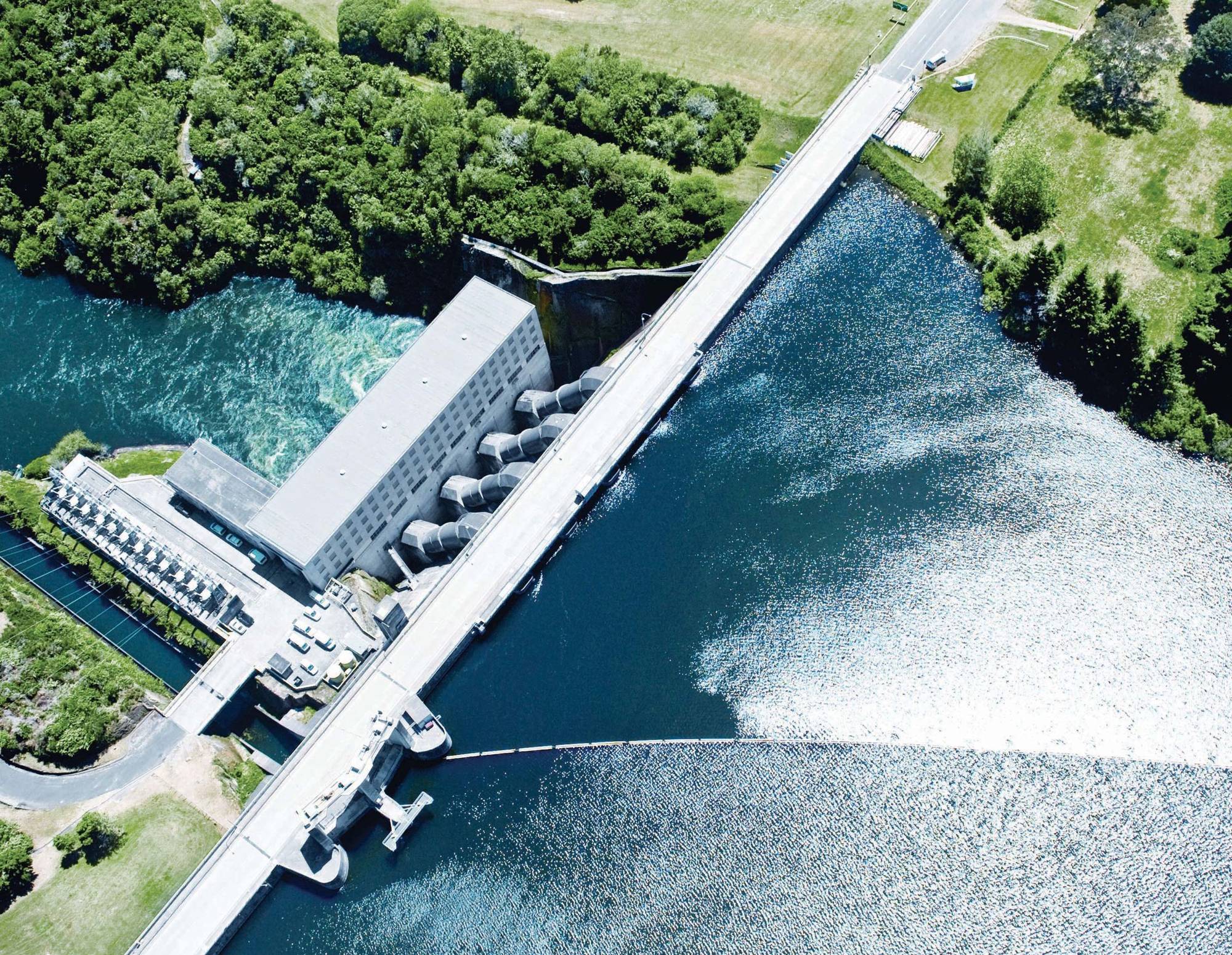 Aerial view of a hydropower plant